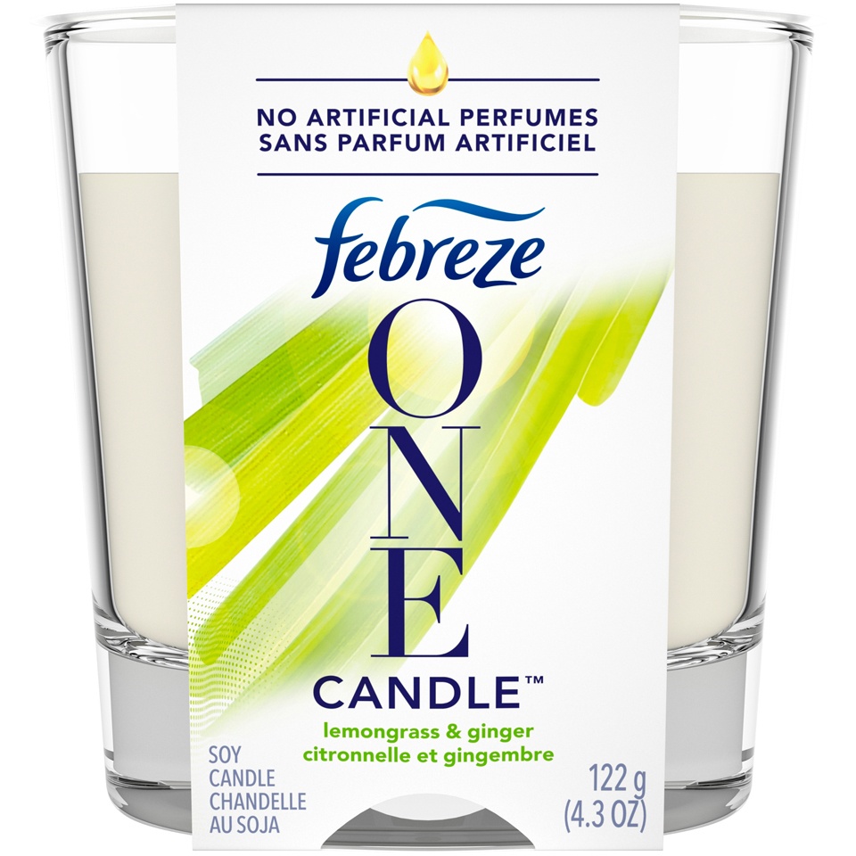 slide 1 of 4, Febreze One Lemongrass & Ginger Candle Air Freshener, 1 ct