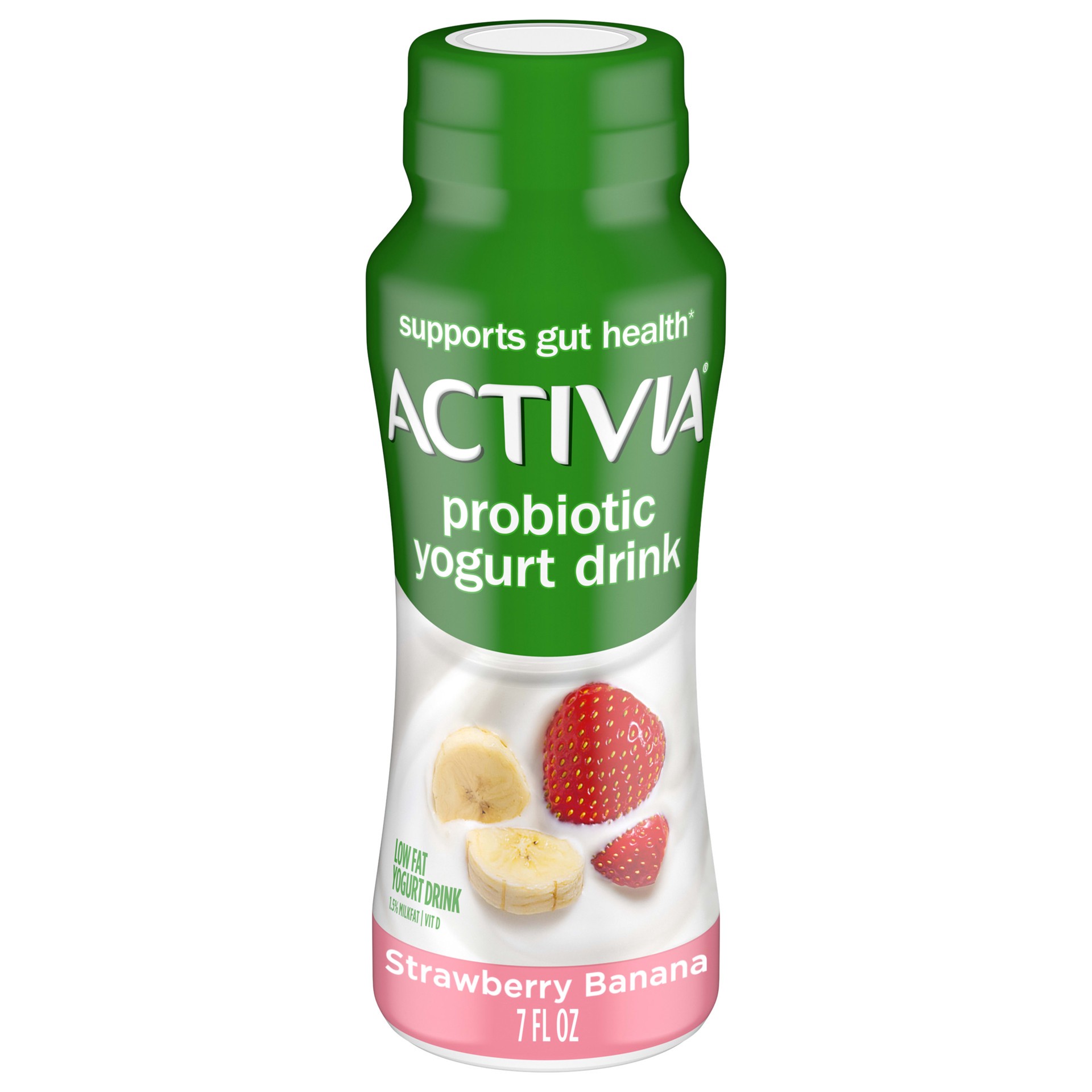 slide 1 of 9, Activia Strawberry Banana Probiotic Lowfat Yogurt Drink, Delicious Probiotic Yogurt Drink to Help Support Gut Health, 7 FL OZ, 7 fl oz