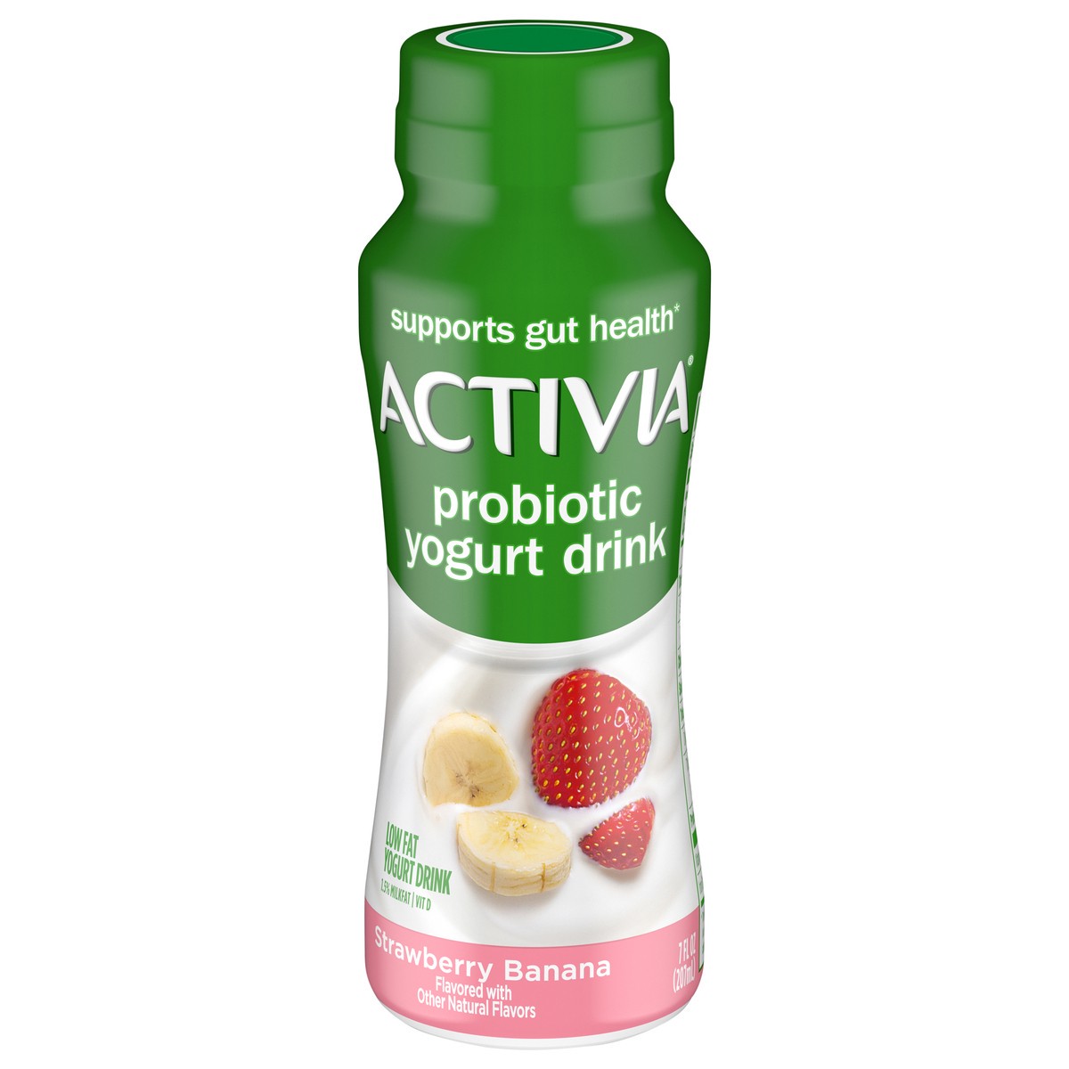 slide 1 of 9, Activia Strawberry Banana Probiotic Lowfat Yogurt Drink, Probiotic Yogurt Drink, 7 FL OZ, 7 fl oz