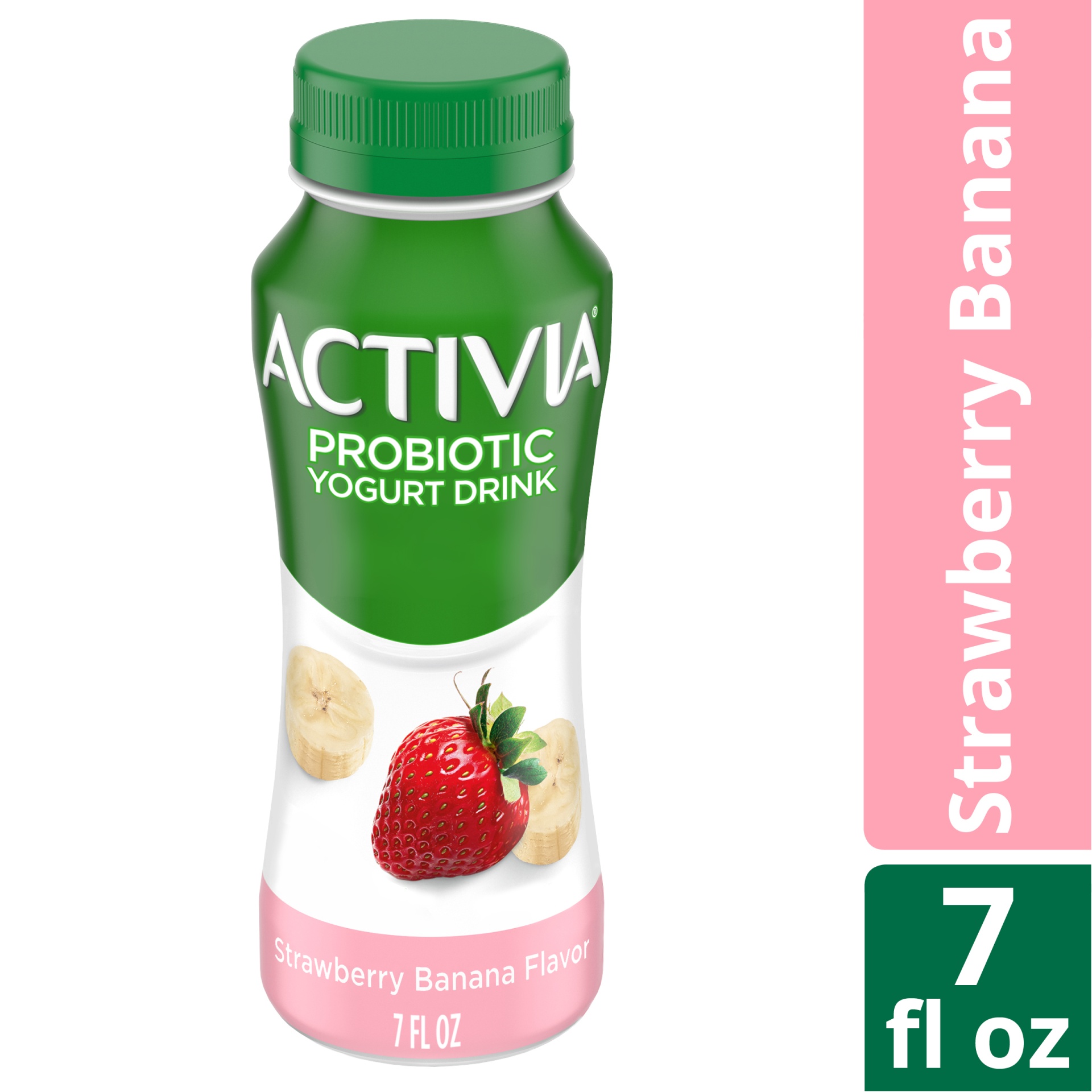 slide 1 of 7, Activia Probiotic Strawberry Banana Dairy Drink, 7 fl oz