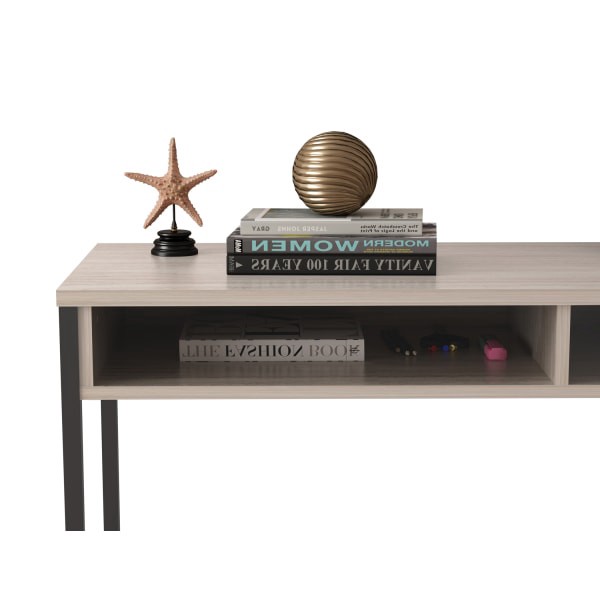 slide 4 of 7, Homenations 44""W Wood/Metal Student Desk, Light Walnut, 1 ct