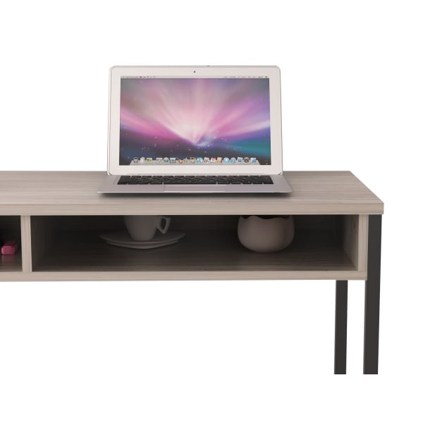 slide 2 of 7, Homenations 44""W Wood/Metal Student Desk, Light Walnut, 1 ct