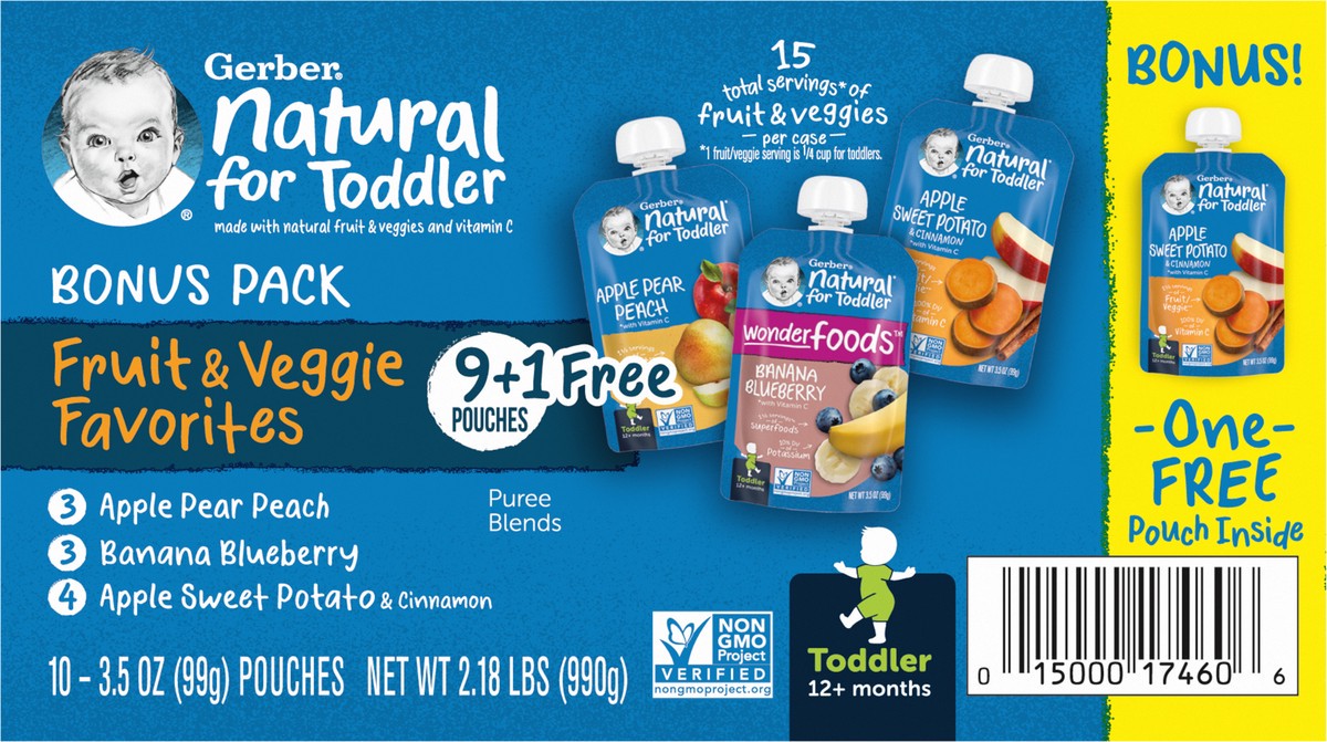 slide 8 of 9, Gerber Toddler Fruit Vegetable Pouches, 9 ct; 3.5 oz