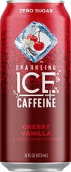 Sparkling ICE +Caffeine Zero Sugar Cherry Vanilla Sparkling Water 16 oz