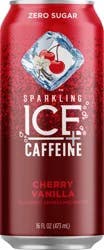 Sparkling ICE +Caffeine Zero Sugar Cherry Vanilla Sparkling Water 16 oz