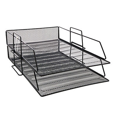 slide 1 of 1, Simplify Black Mesh Metal Double Tray, 1 ct