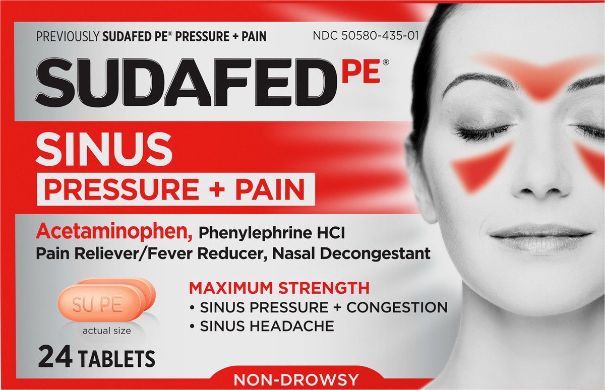 slide 2 of 7, Sudafed PE Pressure + Pain Caplets - 24ct, 24 ct