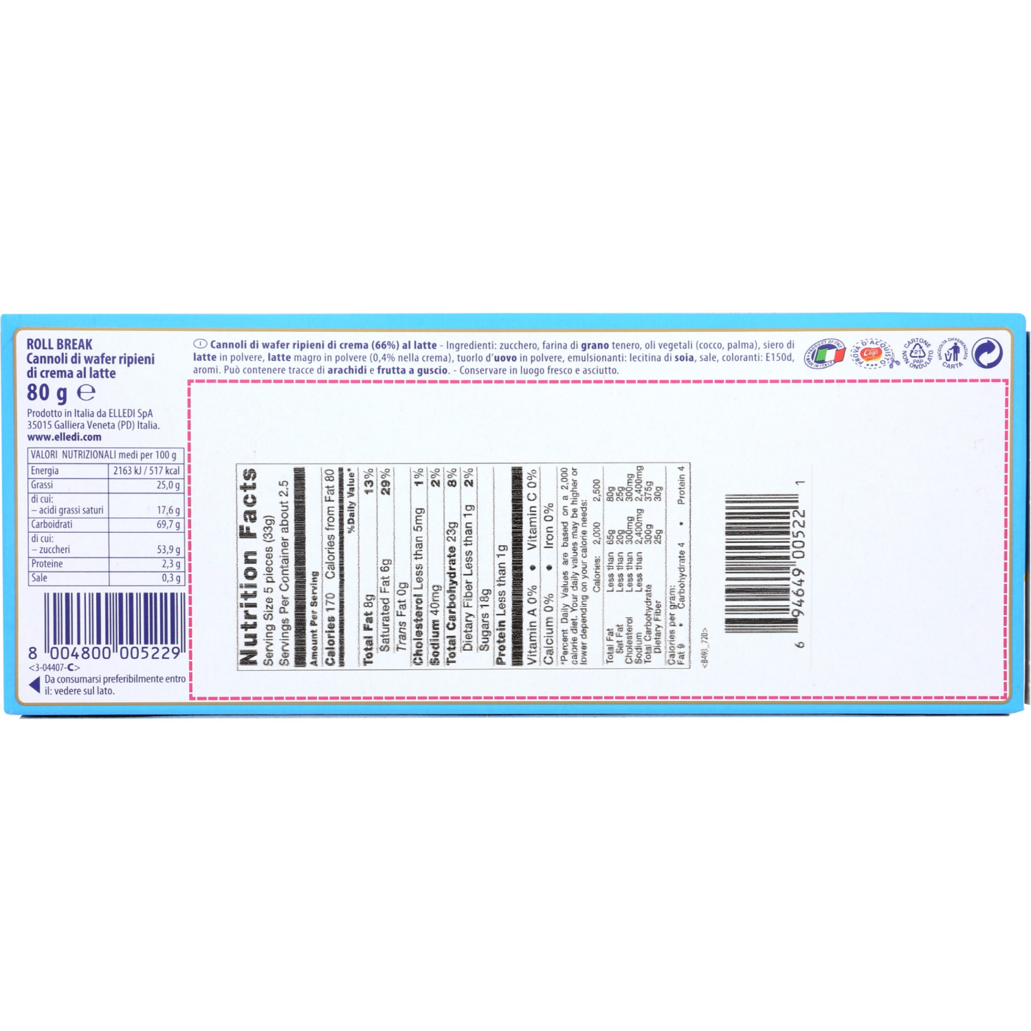 slide 2 of 2, Gastone Lago Wafer Cannoli Milk, 2.82 oz, 2.82 oz