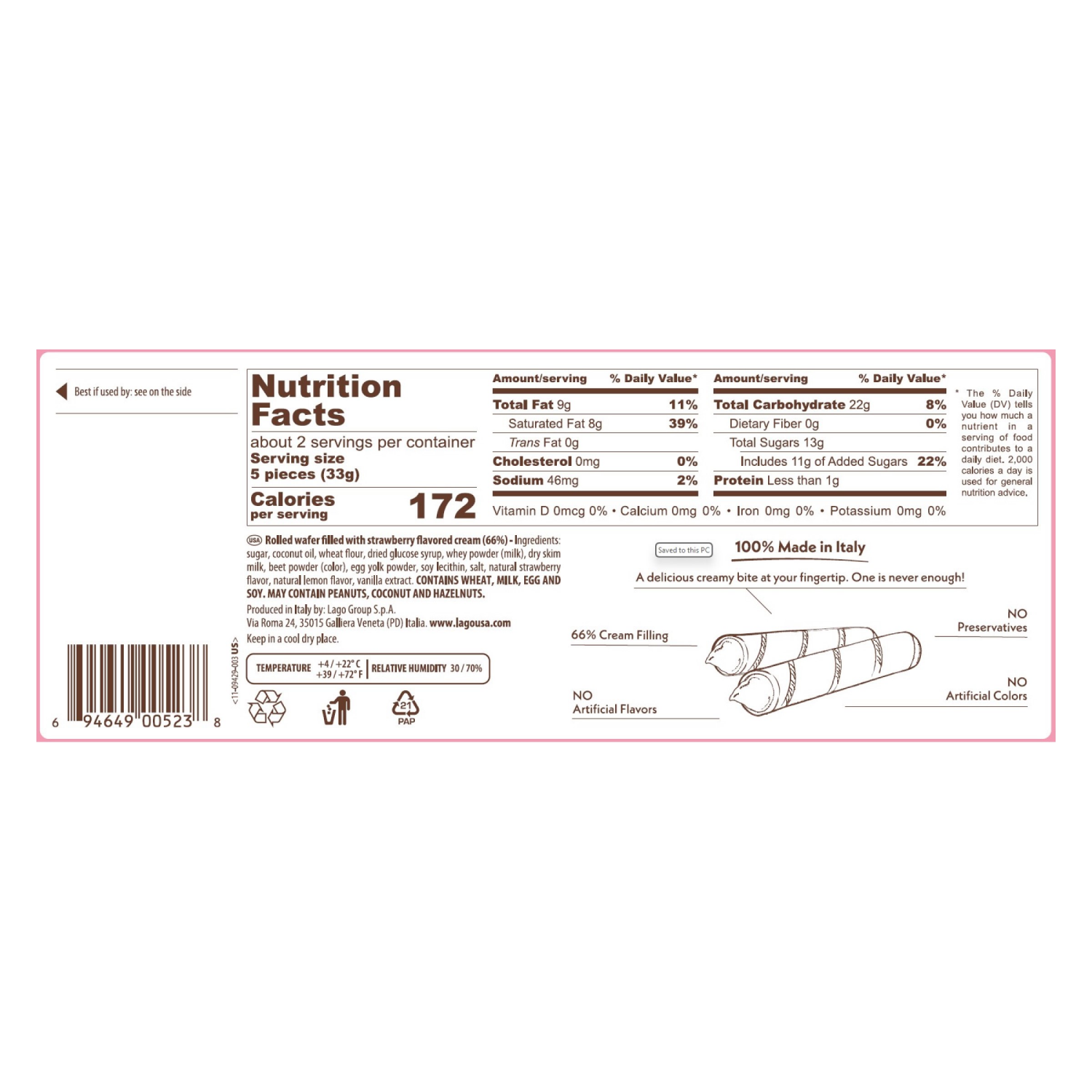 slide 2 of 3, Gastone Lago Strawberry Wafer Roll, 1 ct