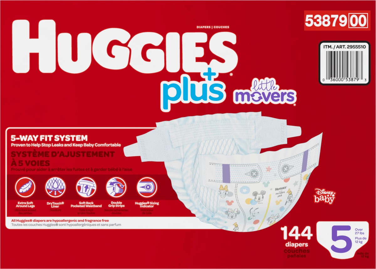 Huggies Little Movers Plus, Taille 5, Lot de 144 