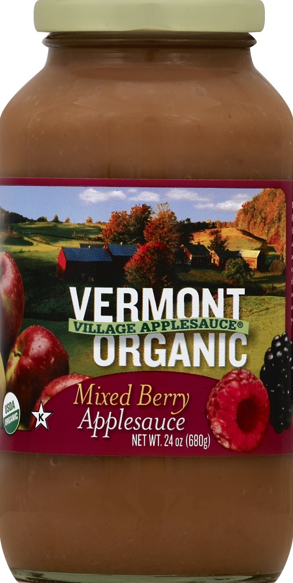 slide 2 of 2, Vermont Village Cannery Organic Unsweetened Apple Sauce With Mixed Berries, 24 oz