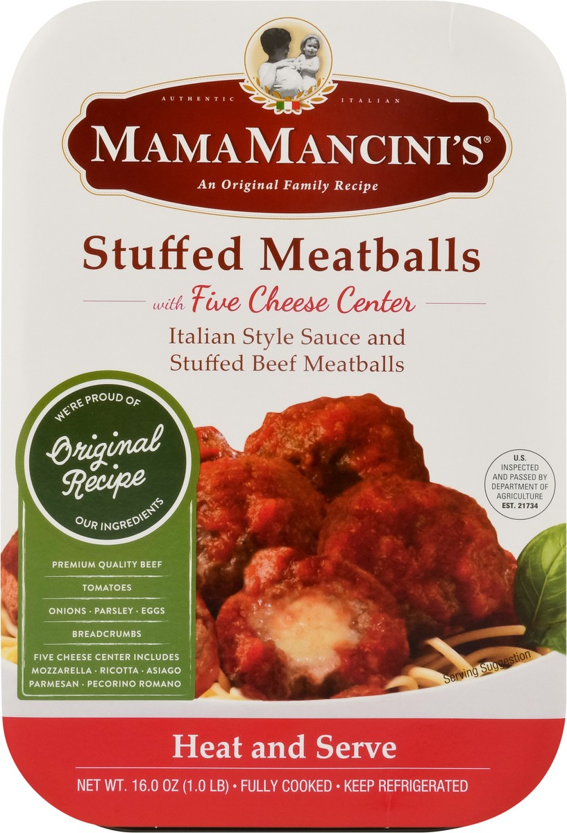 slide 4 of 12, MamaMancini's Stuffed Meatballs with Five Cheese Center 16.0 oz, 16 oz