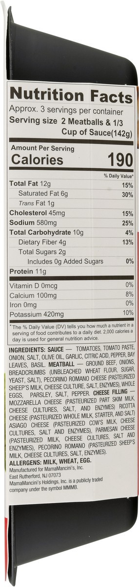 slide 3 of 12, MamaMancini's Stuffed Meatballs with Five Cheese Center 16.0 oz, 16 oz