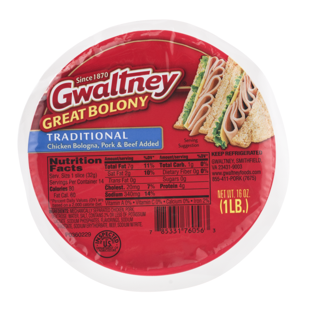 slide 1 of 1, Gwaltney Traditional Great Bologna, 16 oz