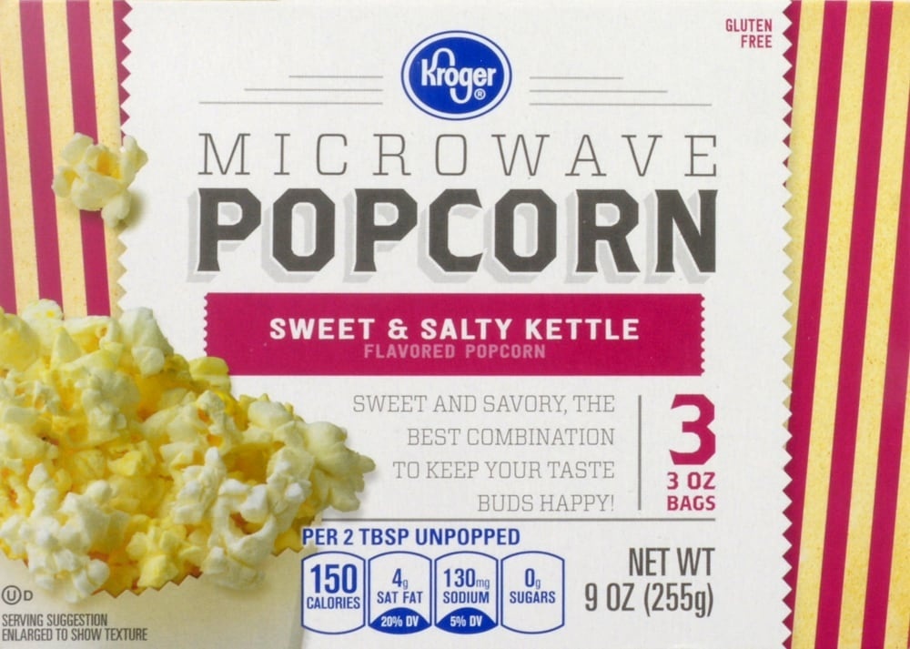 slide 1 of 1, Kroger Sweet & Salty Kettle Microwave Popcorn, 3 ct; 3 oz