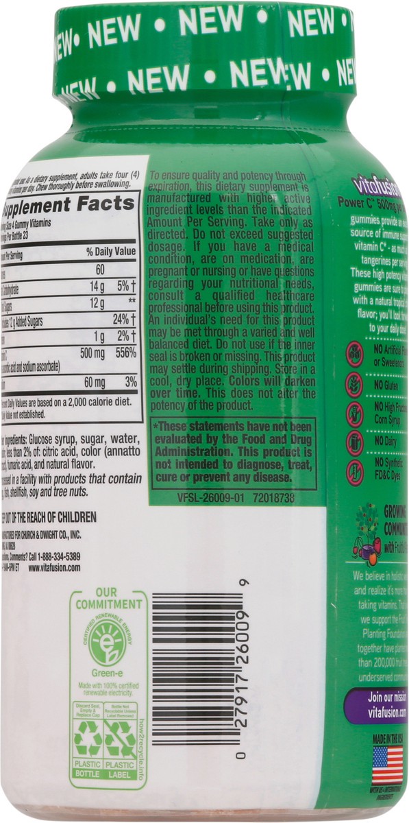 slide 8 of 9, vitafusion Power C 500 mg Extra Strength Natural Tropical Citrus Flavor Gummy Vitamins 92 Gummies, 92 ct