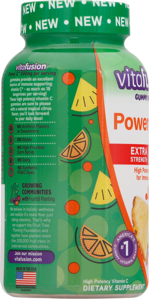 slide 3 of 9, vitafusion Power C 500 mg Extra Strength Natural Tropical Citrus Flavor Gummy Vitamins 92 Gummies, 92 ct