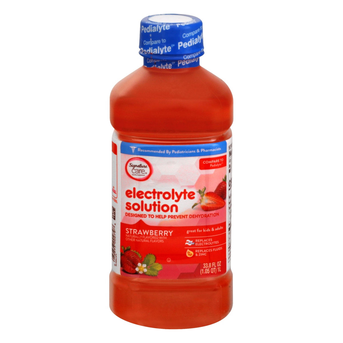 slide 1 of 1, S Care Electrolyte Solution Strawberry, 33.8 fl oz
