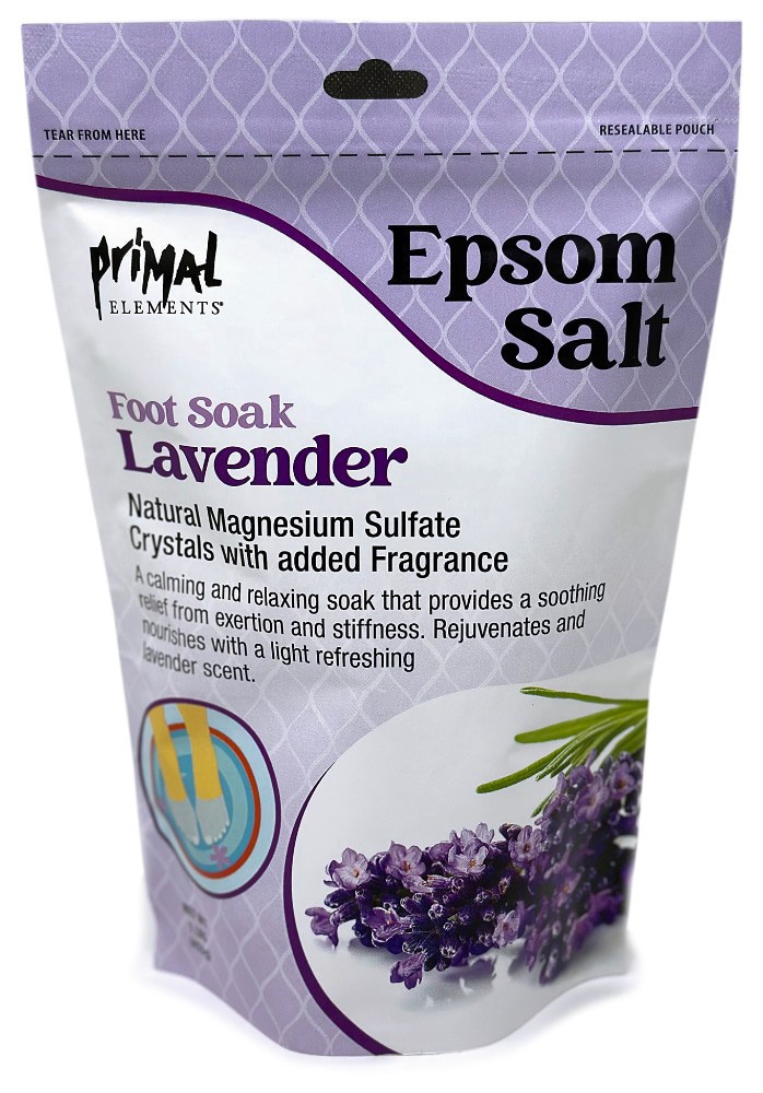 slide 1 of 1, Primal Elements Foot Soak Lavender Epsom Salt, 1 lb