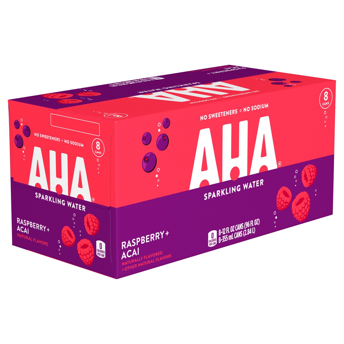 slide 2 of 9, AHA Raspberry Acai Cans- 8 ct, 8 ct; 12 fl oz