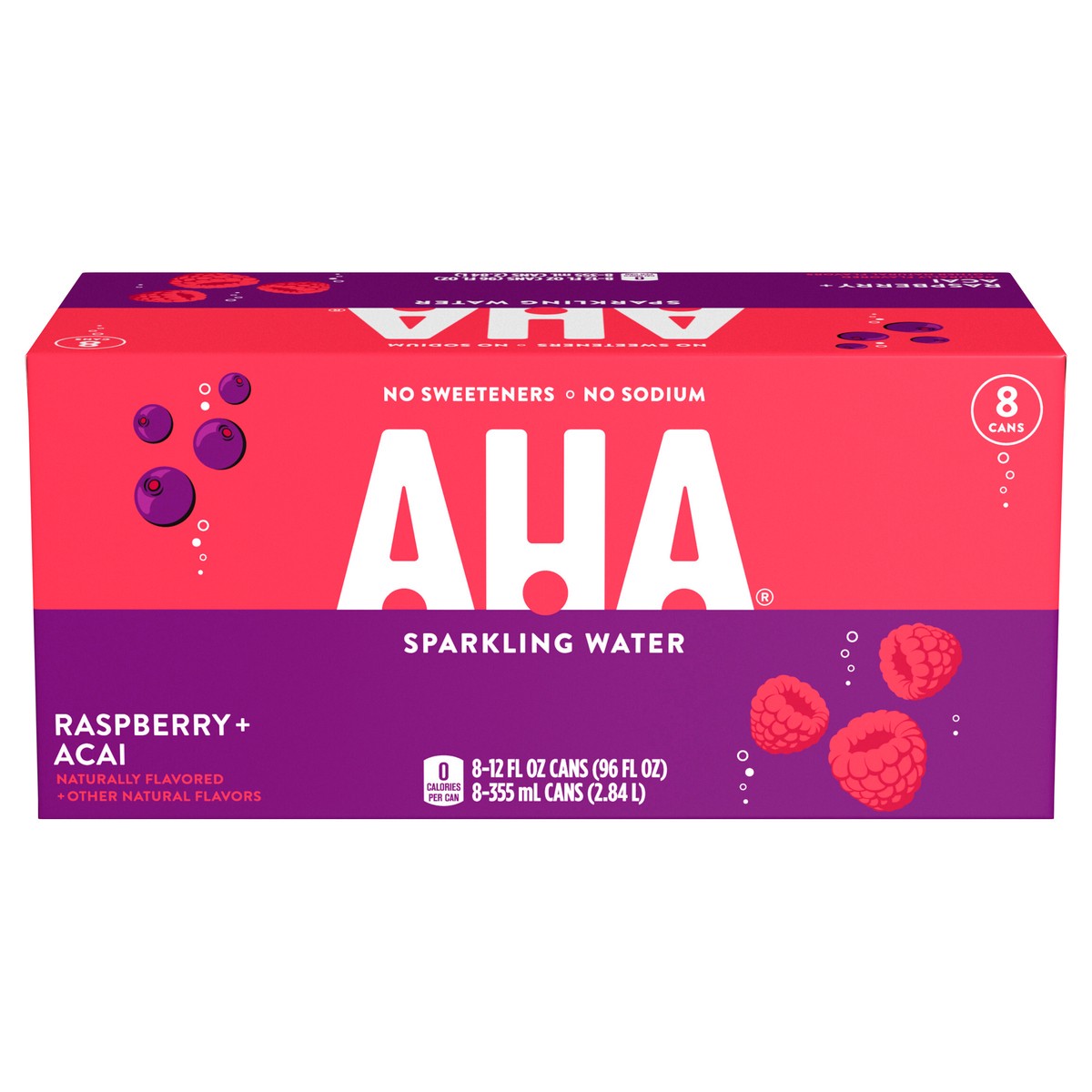 slide 1 of 9, AHA Raspberry Acai Cans- 8 ct, 8 ct; 12 fl oz