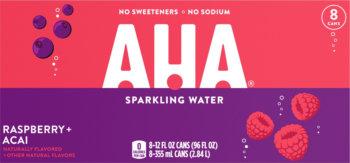 slide 6 of 9, AHA Raspberry Acai Cans- 8 ct, 8 ct; 12 fl oz