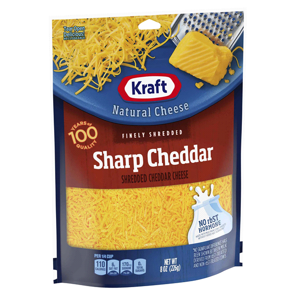 slide 27 of 29, Kraft Sharp Cheddar Finely Shredded Cheese, 8 oz Bag, 8 oz
