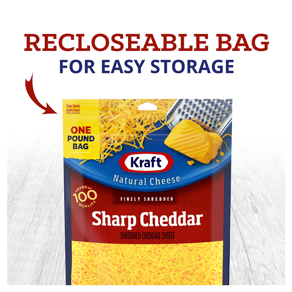 slide 16 of 29, Kraft Sharp Cheddar Finely Shredded Cheese, 8 oz Bag, 8 oz