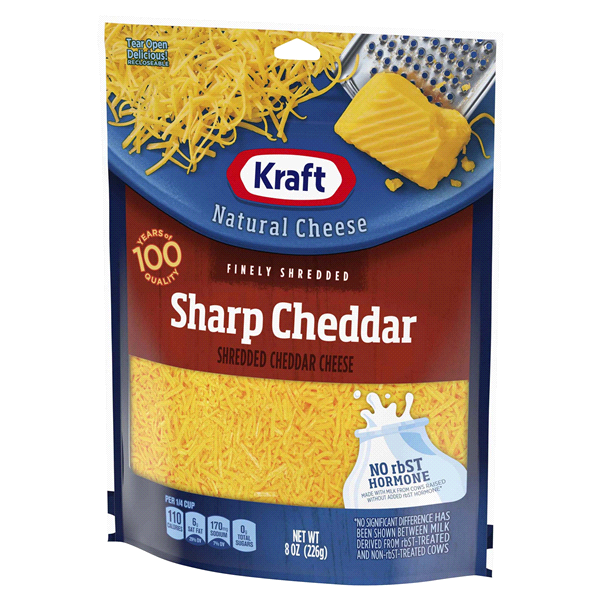 slide 11 of 29, Kraft Sharp Cheddar Finely Shredded Cheese, 8 oz Bag, 8 oz
