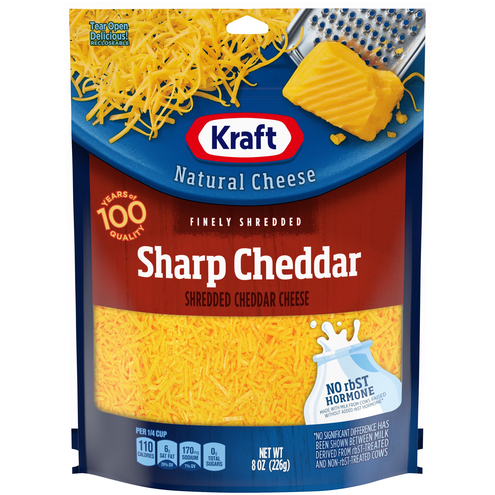 slide 1 of 29, Kraft Sharp Cheddar Finely Shredded Cheese, 8 oz Bag, 8 oz