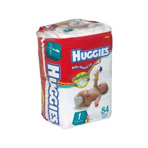 slide 1 of 1, Huggies Baby-Shaped Fit Diapers Size 1 Up To 15 Lbs, 84 ct