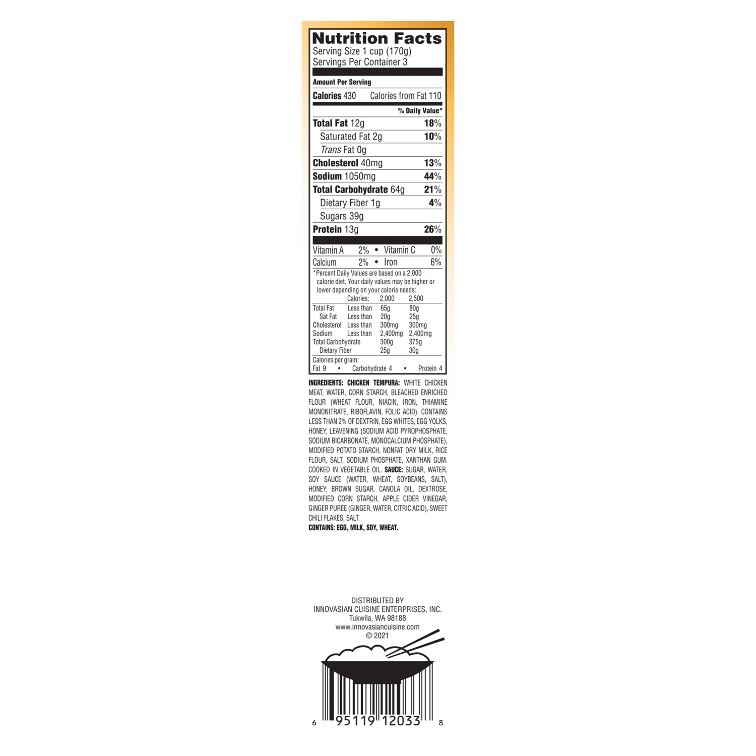 slide 4 of 6, InnovAsian Crispy Honey Chicken (Frozen), 18 oz