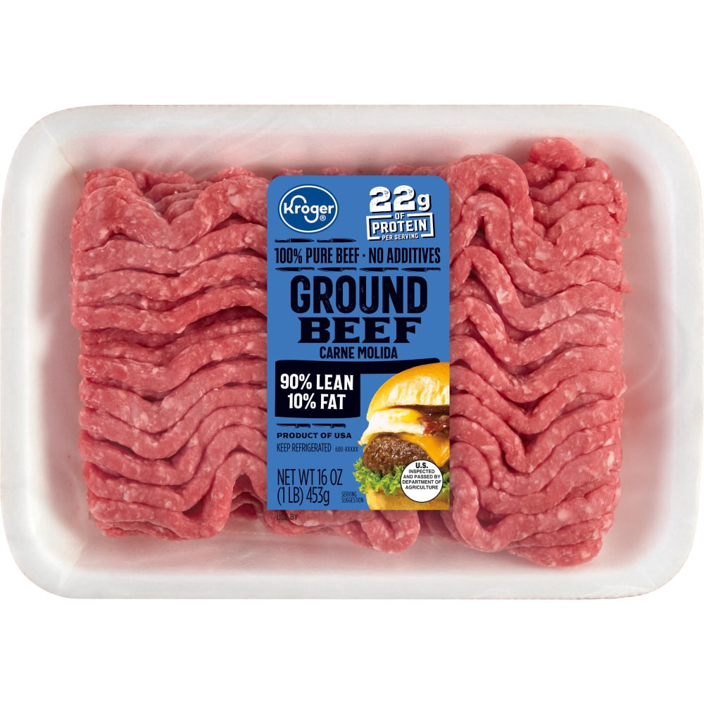 slide 2 of 2, Kroger Ground Beef 90/10, 16 oz