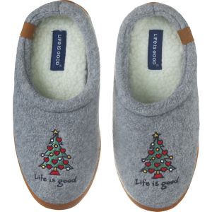 slide 1 of 1, LIFE IS GOOD Women's Xmas Tree Slipper, 1 ct