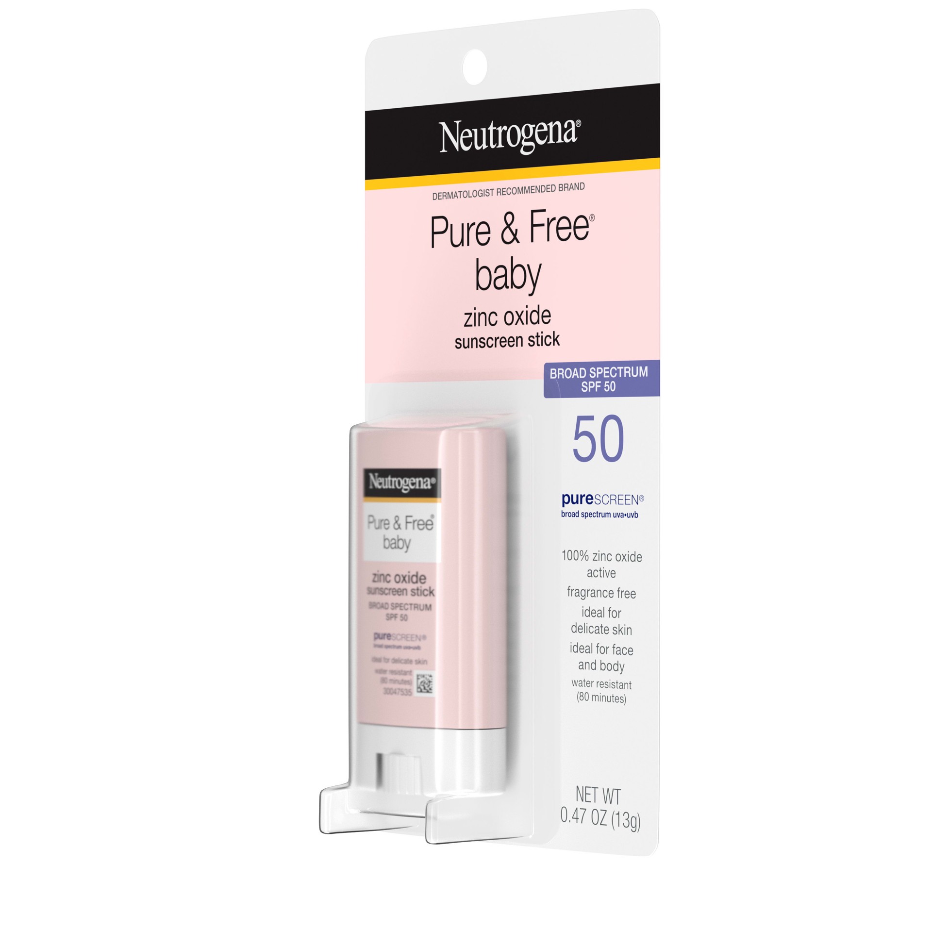slide 4 of 6, Neutrogena Pure & Free Baby SPF 50 Sunscreen Stick 0.47 oz, 0.47 oz