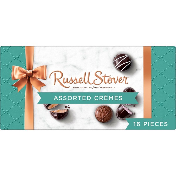 slide 1 of 1, Russell Stover Assorted Crèmes Milk & Dark Chocolate Gift Box, 9.4 oz