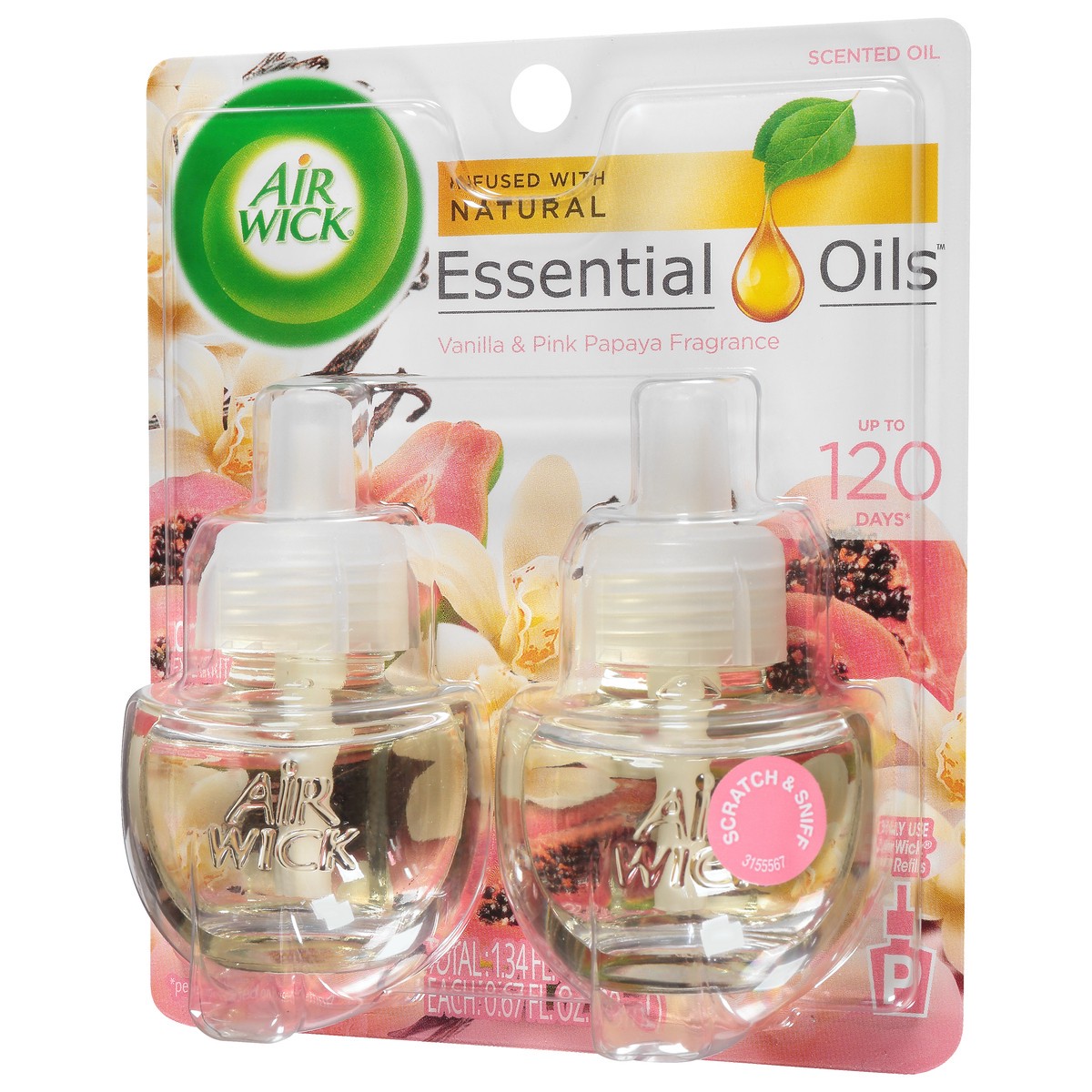 slide 3 of 9, Air Wick Vanilla & Pink Papaya Fragrance Essential Oils Refill, 20 ml