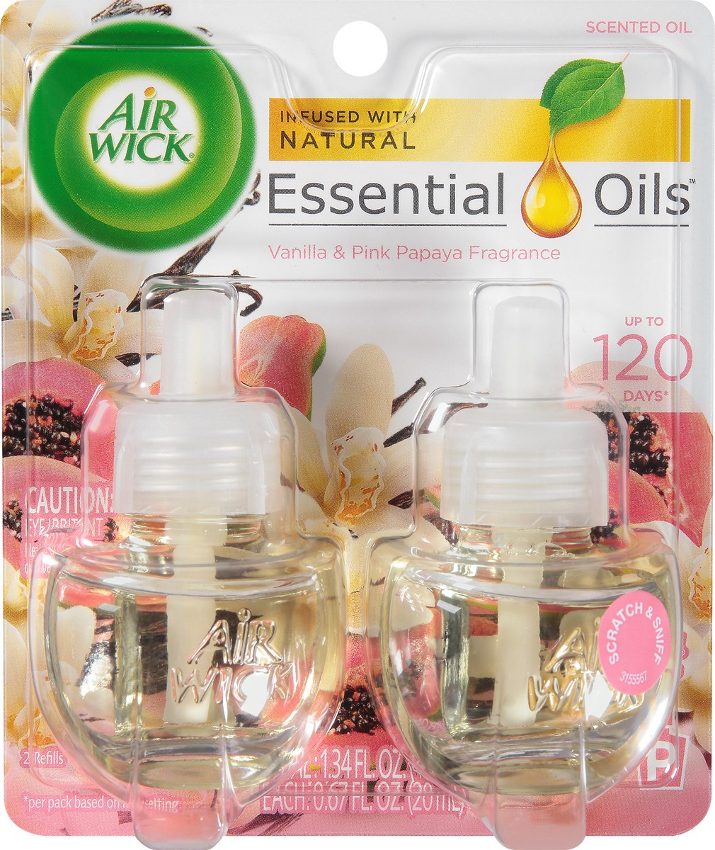 slide 6 of 9, Air Wick Vanilla & Pink Papaya Fragrance Essential Oils Refill, 20 ml