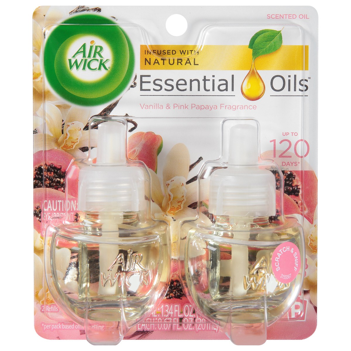 slide 1 of 9, Air Wick Vanilla & Pink Papaya Fragrance Essential Oils Refill, 20 ml