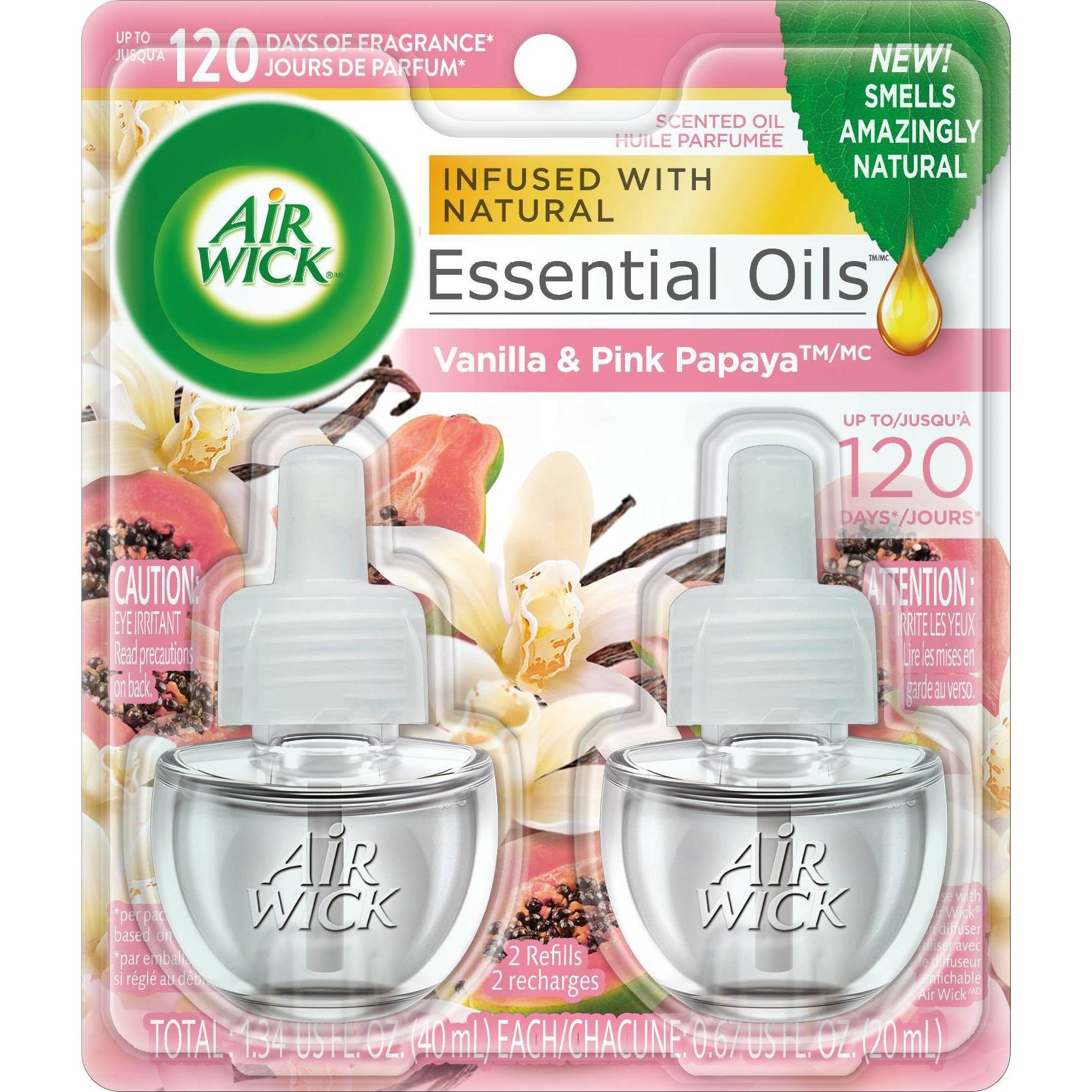 slide 1 of 6, Air Wick Scented Oil Twin Refill Essential Oils Vanilla & Pink Papaya, 2 refills., 67 oz