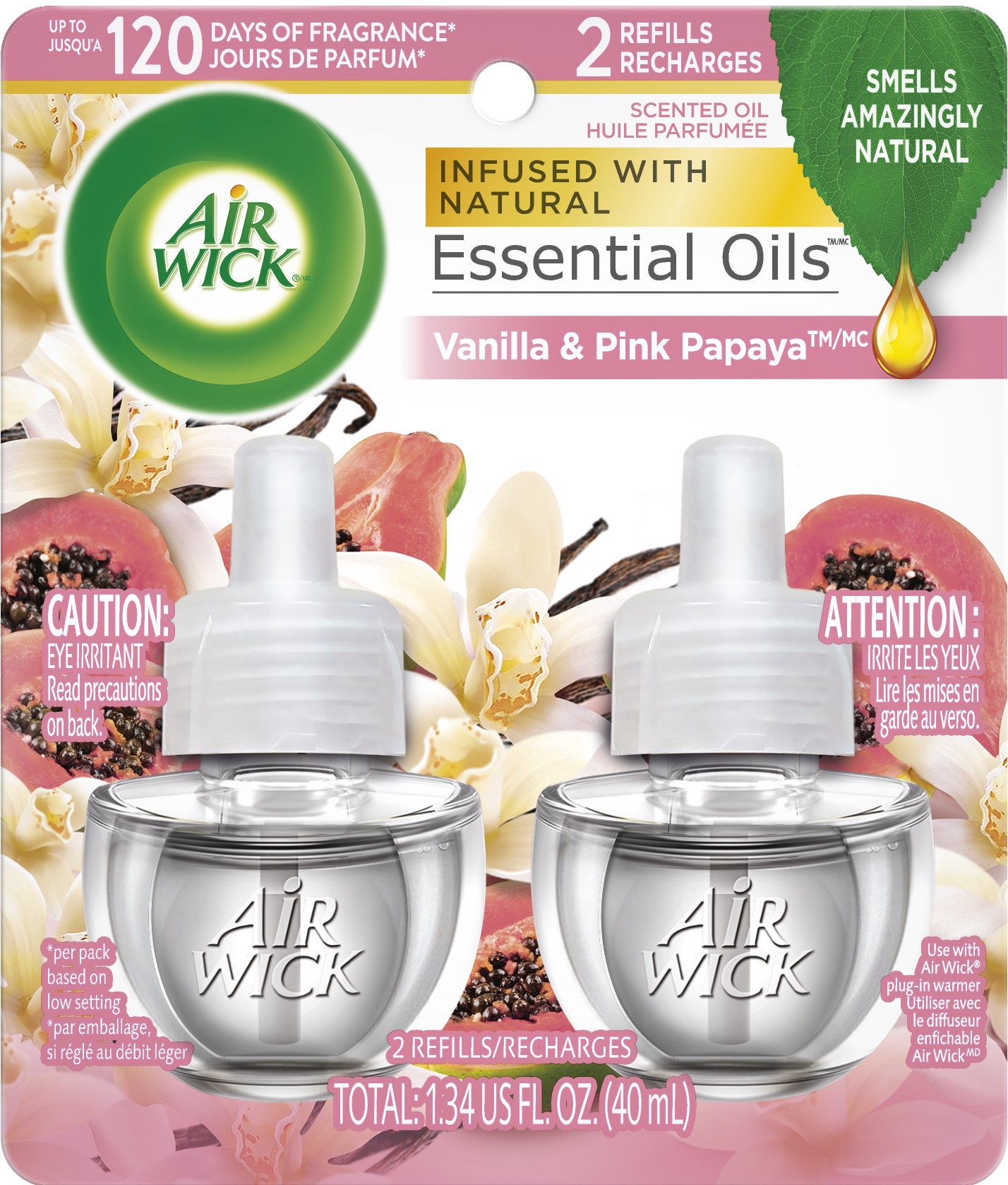 slide 1 of 5, Air Wick Scented Oil - Twin Refill Essential Oils Vanilla & Pink Papaya, 2.67 oz