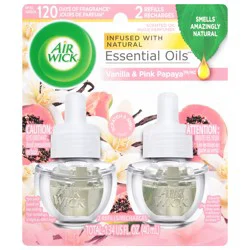 Air Wick Vanilla and Pink Papaya Scented Oil Refill 2 Each