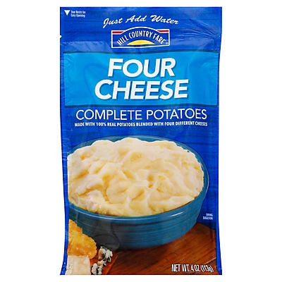 slide 1 of 1, Hill Country Fare Four Cheese Complete Potatoes, 4 oz