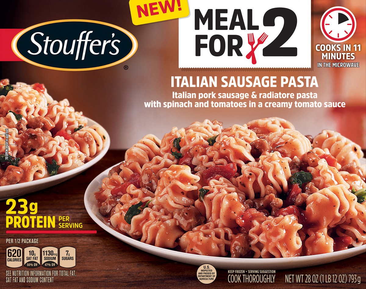 slide 9 of 10, Stouffer's Meal For 2 Italian Sausage Pasta, 28 oz