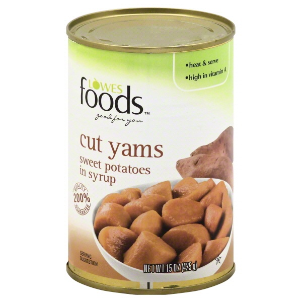 slide 1 of 1, Lowes Foods Cut Yams Sweet Potatoes In Syrup, 15 oz