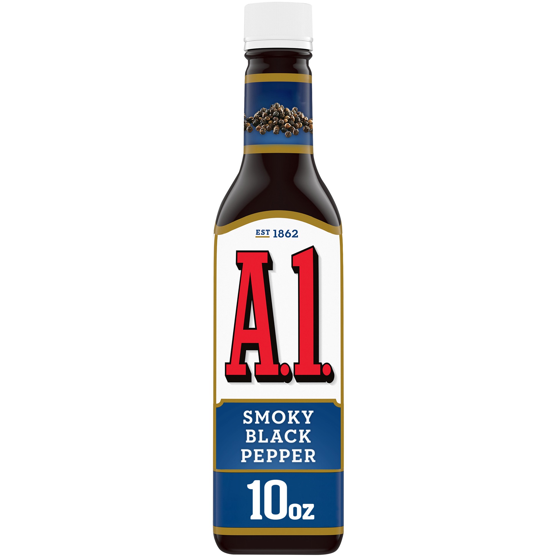 slide 1 of 5, A.1. Smoky Black Pepper Sauce, 10 oz. Bottle, 10 oz