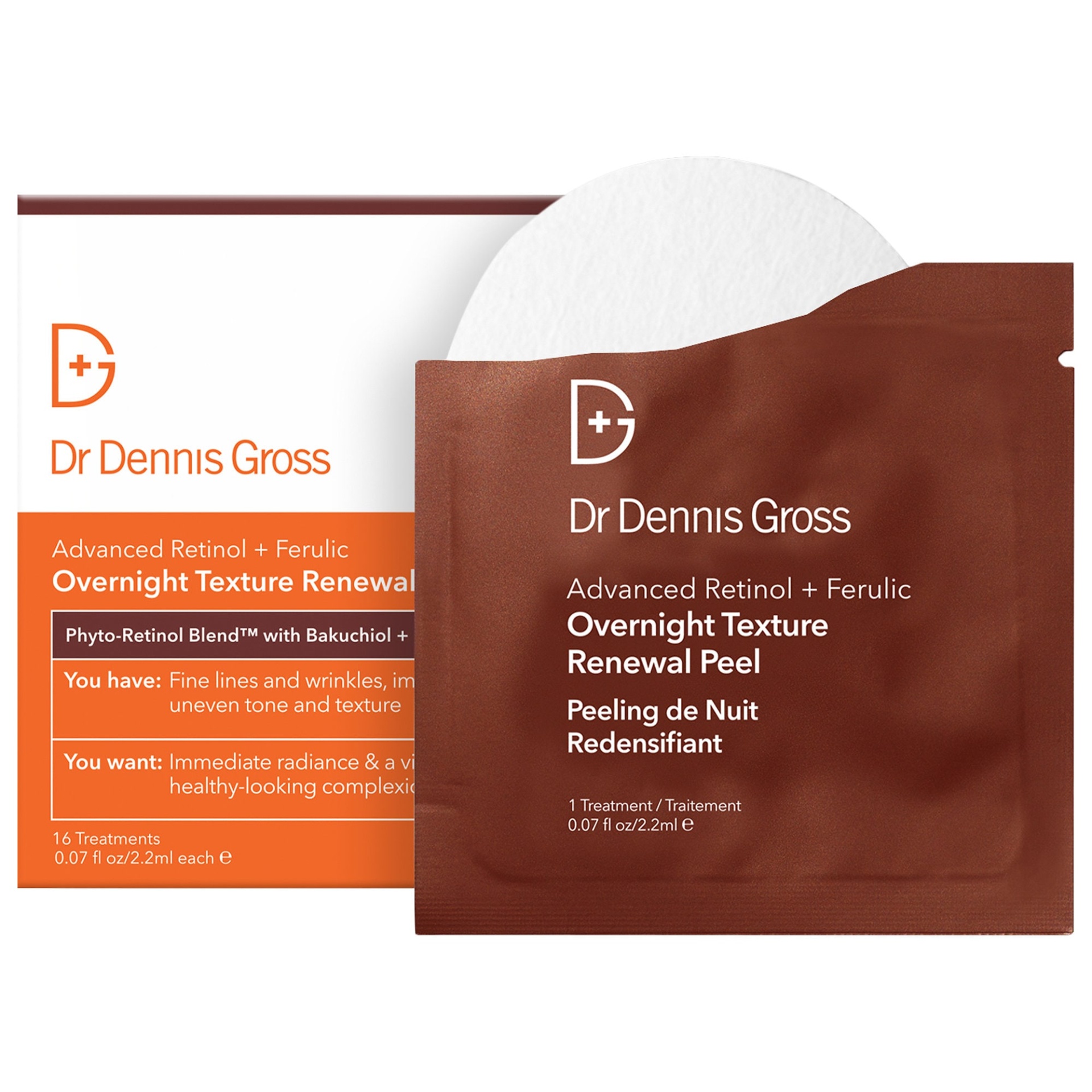 slide 1 of 1, Dr. Dennis Gross Skincare Advanced Retinol + Ferulic Overnight Texture Renewal Peel 16 Treatments, 16 ct