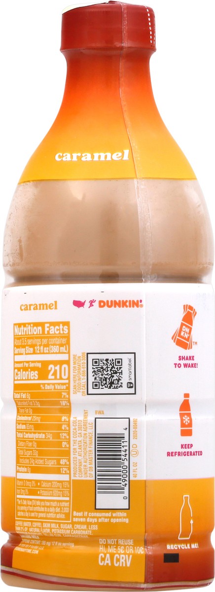 slide 4 of 9, DUNKIN' Dunkin Iced Coffee Caramel - 40 fl oz, 40 fl oz