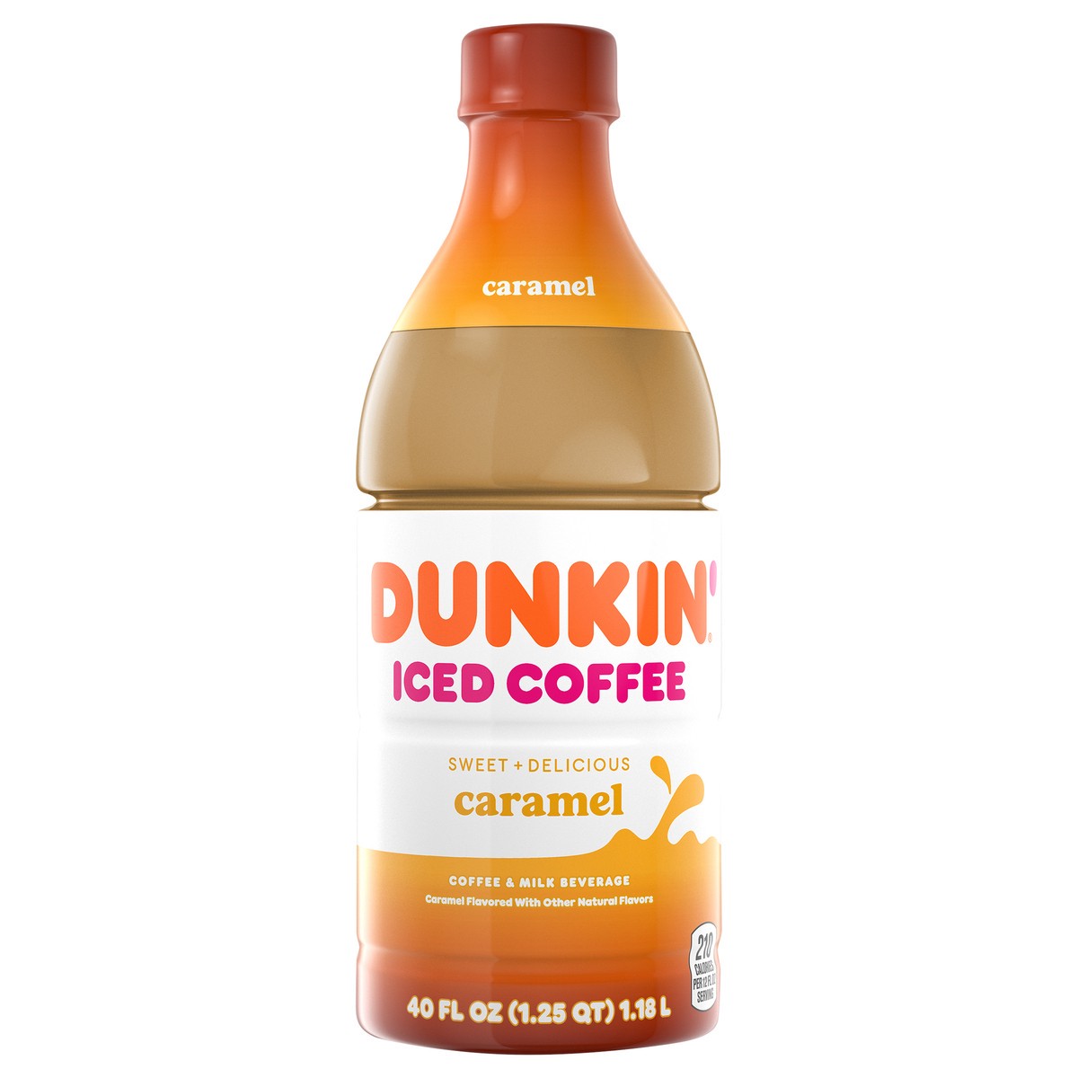 slide 1 of 9, Dunkin' Caramel Iced Coffee Bottle, 40 fl oz, 40 fl oz