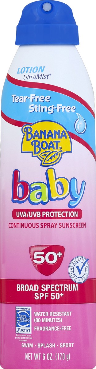 slide 2 of 2, Banana Boat Sunscreen, Continuous Spray, Lotion UltraMist, Broad Spectrum SPF 50+, 6 oz